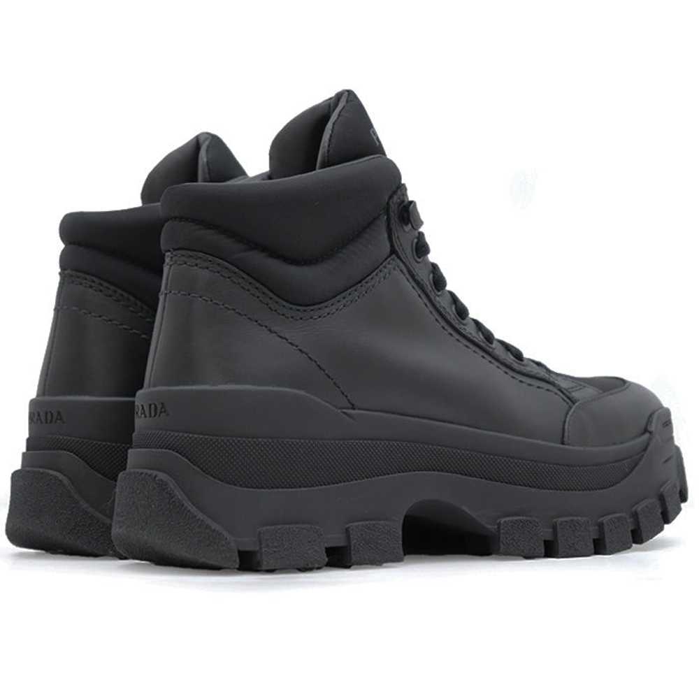 PRADA sneakers 1T917L leather black combat boots … - image 11