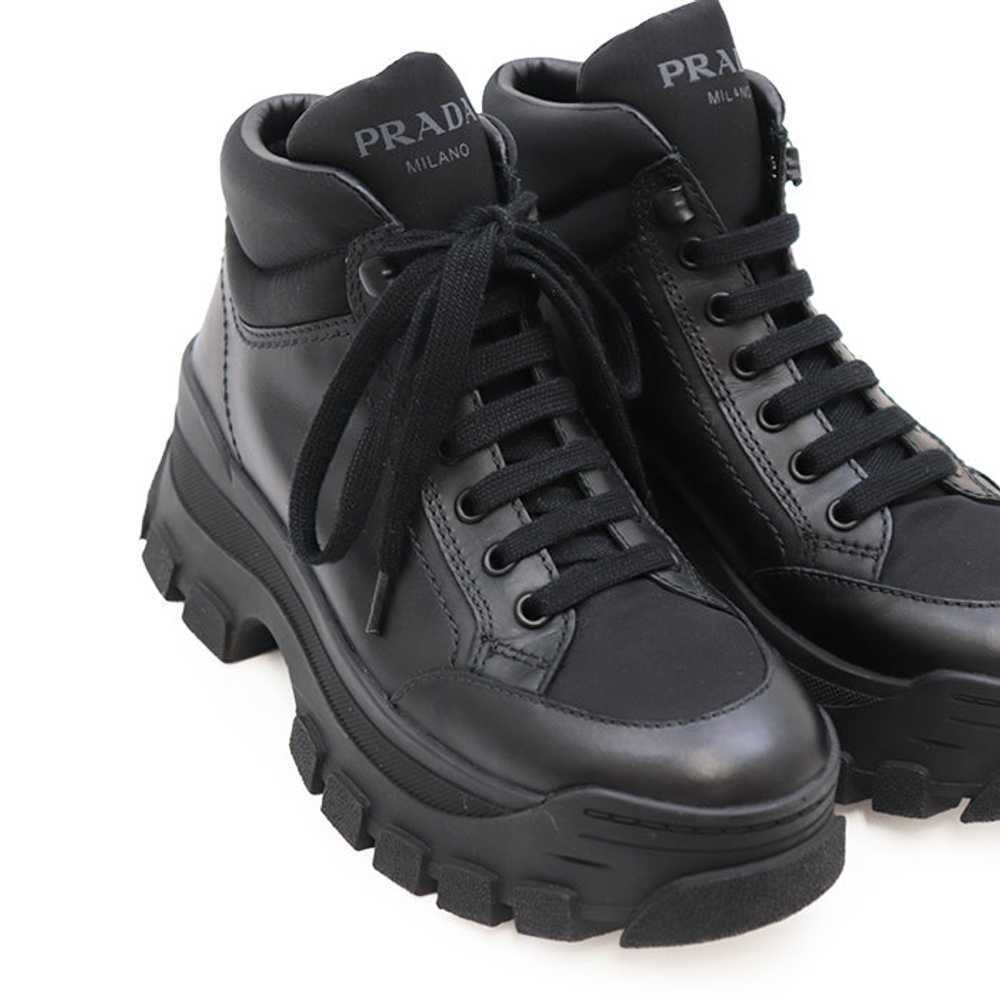 PRADA sneakers 1T917L leather black combat boots … - image 3