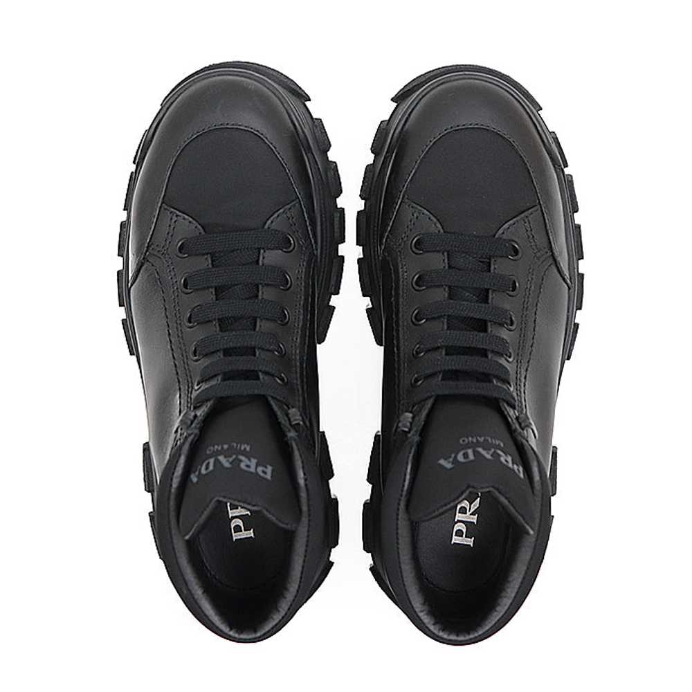 PRADA sneakers 1T917L leather black combat boots … - image 5