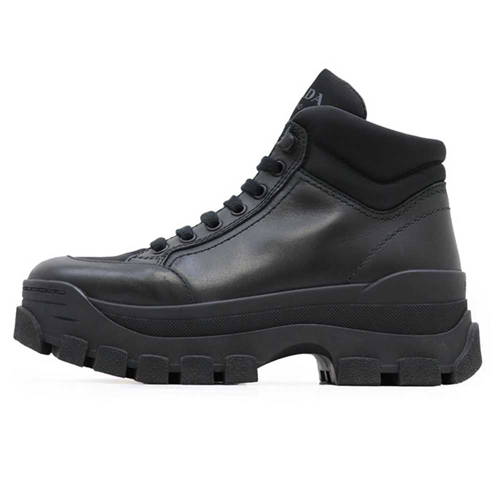 PRADA sneakers 1T917L leather black combat boots … - image 6