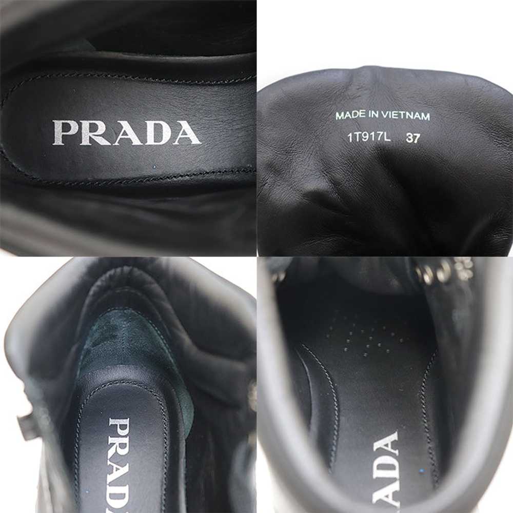 PRADA sneakers 1T917L leather black combat boots … - image 9