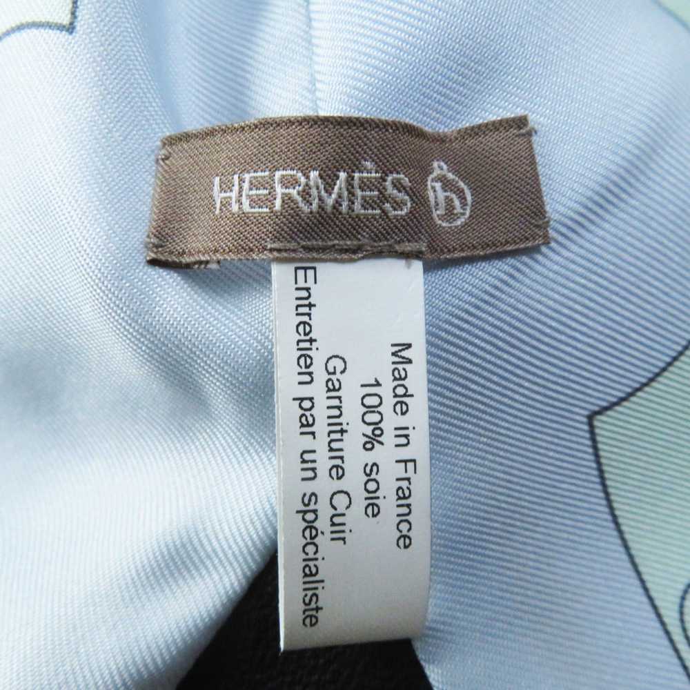 HERMES Stall Main: 100% silk, part: leather Blue … - image 8