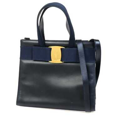 Salvatore Ferragamo Vara Navy Leather Handbag (Pr… - image 1