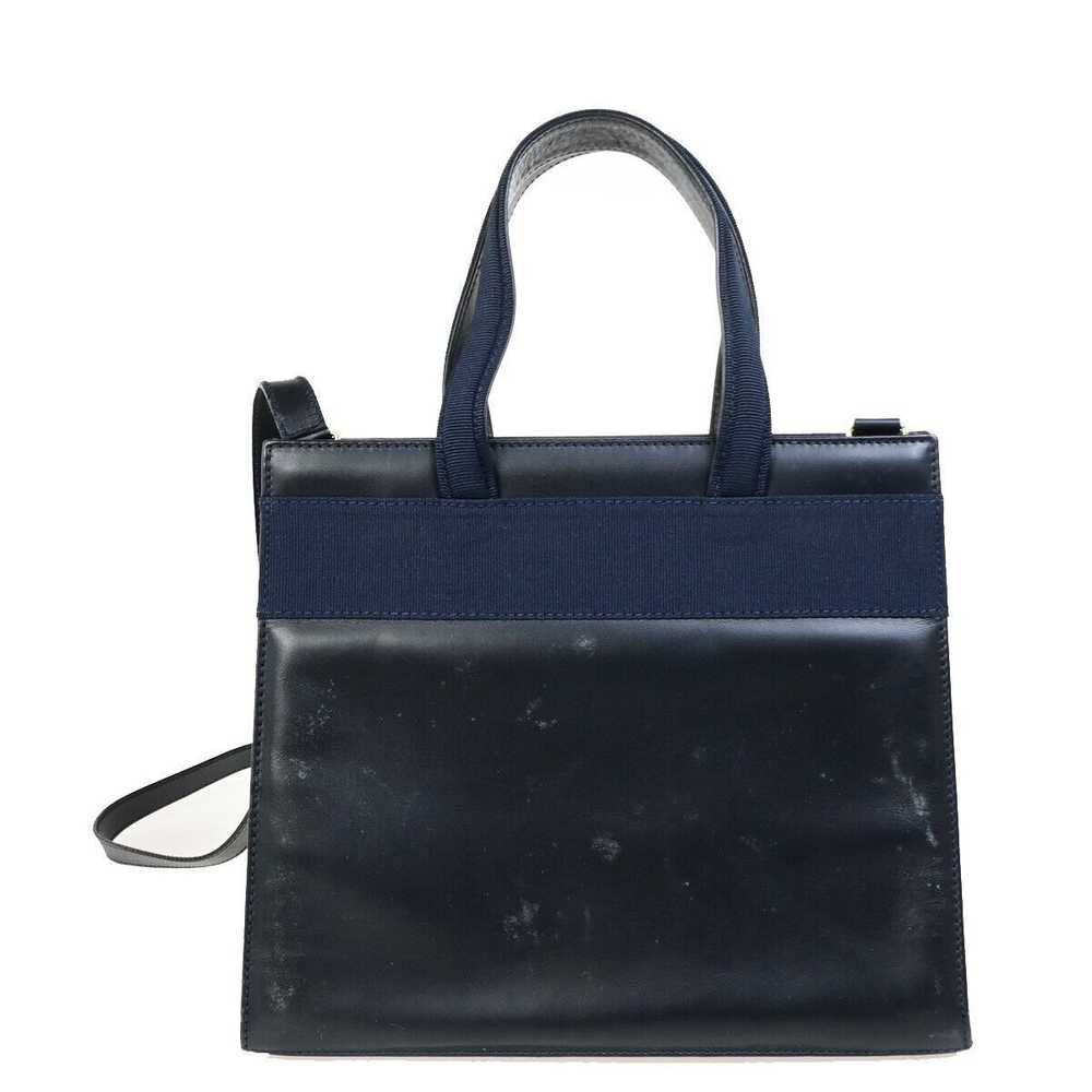 Salvatore Ferragamo Vara Navy Leather Handbag (Pr… - image 2