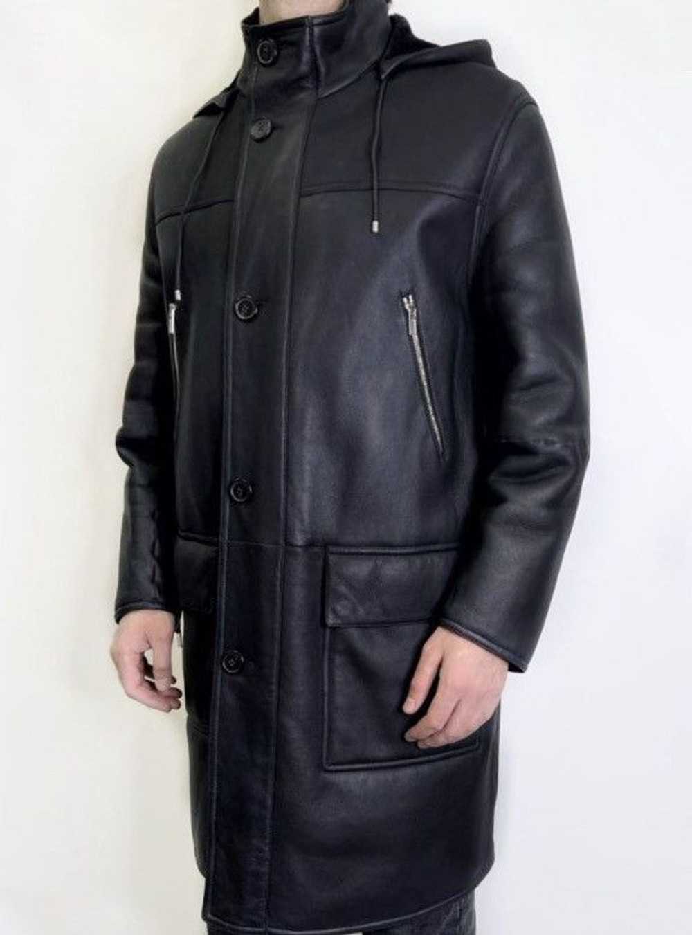 Hermes Hermes Shearling Leather Biker Fur Hooded … - image 3