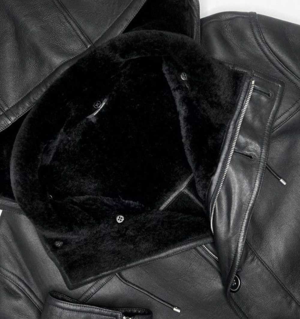 Hermes Hermes Shearling Leather Biker Fur Hooded … - image 5