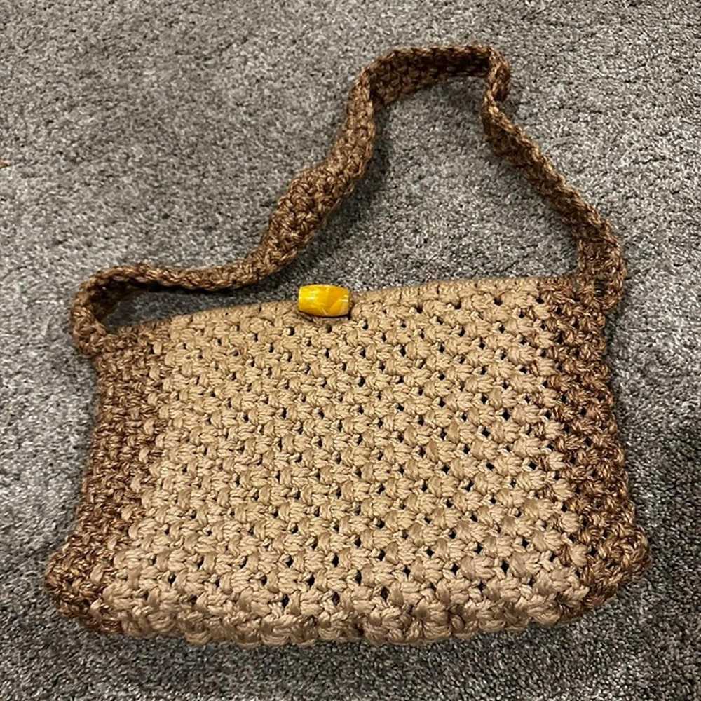 Vintage Cottage Core Handbag Knitted floral handb… - image 2