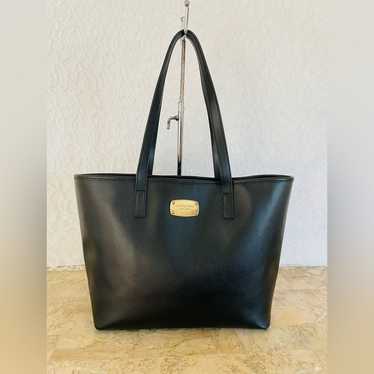 MICHAEL KORS black crossgrain tote shoulder bag