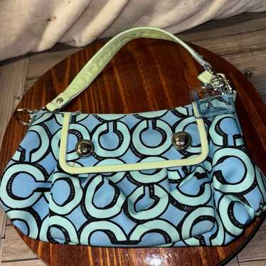 NWOT SEA FOAM GREEN AND deals BLACK COACH BAG