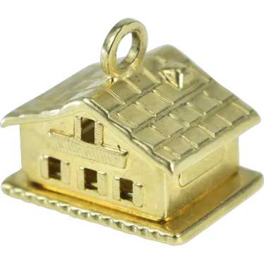 14K Home Sweet Home Articulated Enamel House Char… - image 1