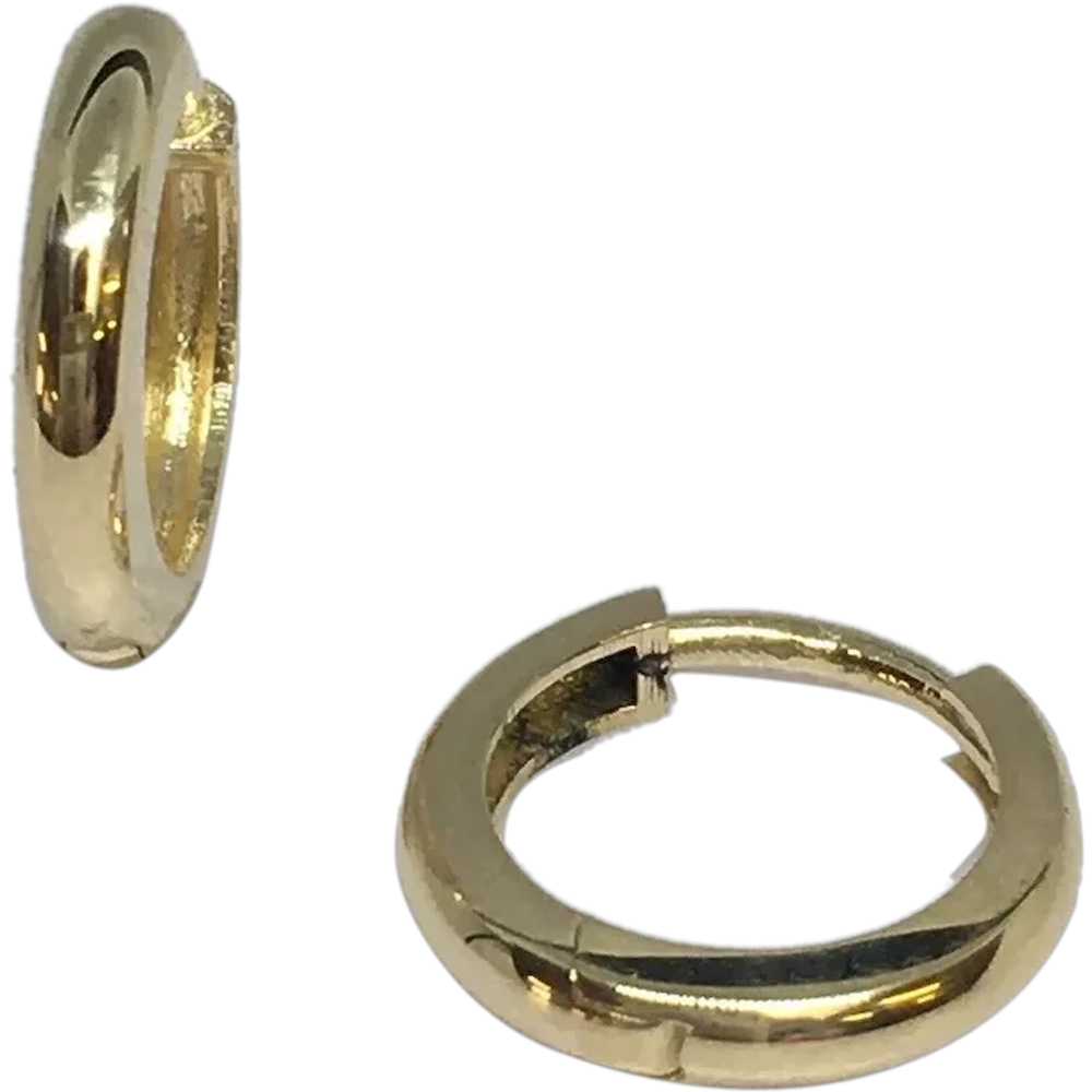 Pair of 10 mm, 14K Yellow Solid Gold Huggie Hoop … - image 1