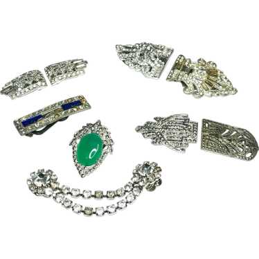 Lot of Vintage Marcasite & Rhinestone Clasps - image 1