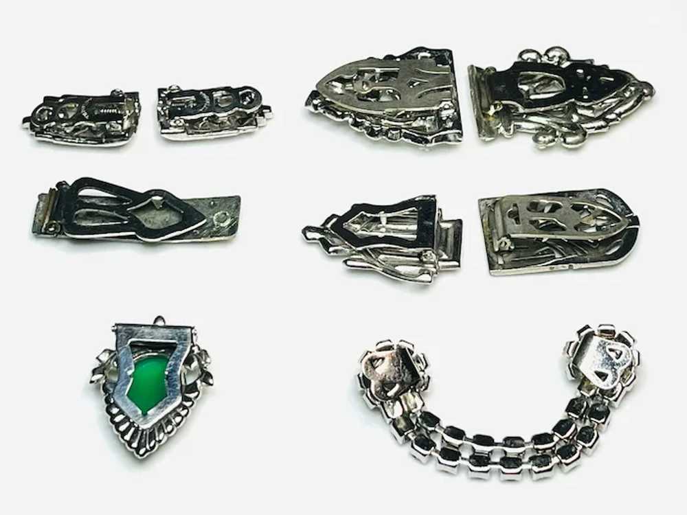 Lot of Vintage Marcasite & Rhinestone Clasps - image 2