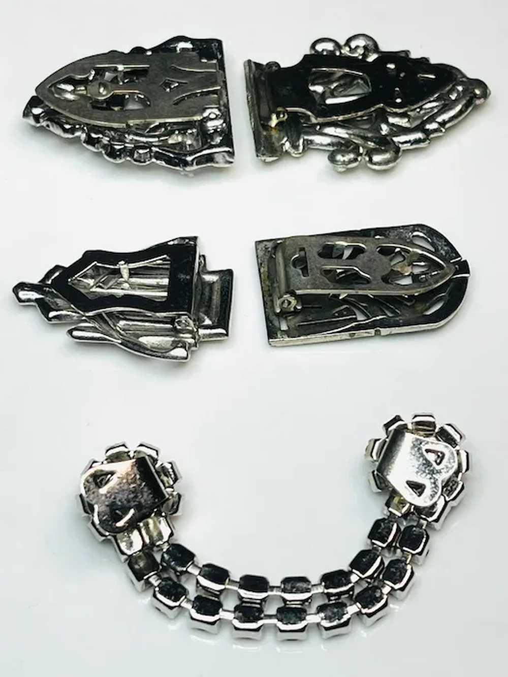 Lot of Vintage Marcasite & Rhinestone Clasps - image 4