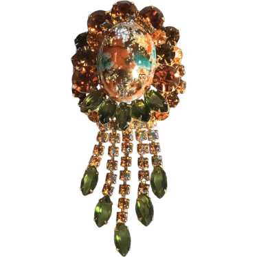 Juliana orange stippled Easter egg fringe brooch p