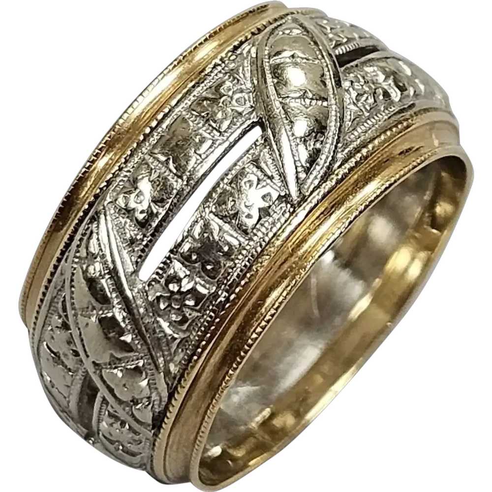 Vintage Bristol 14K White & Rose Gold Eternity Ba… - image 1