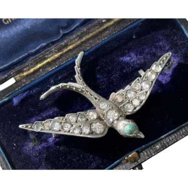 Antique Silver Swallow Brooch With Presentation Bo