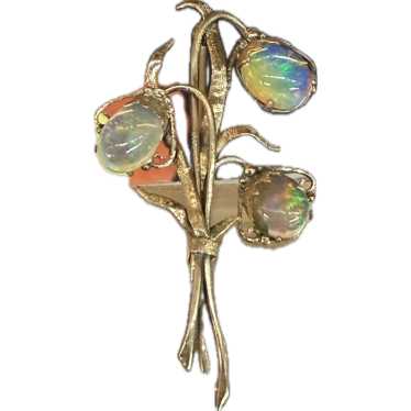 10/14k Crystal Opal Brooch