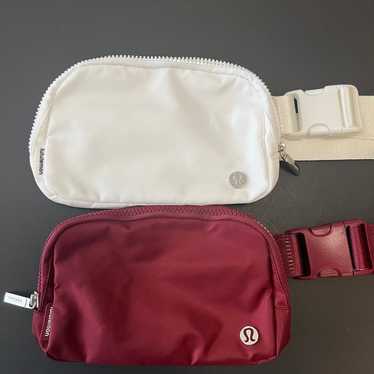 Lululemon belt bag, maroon and white