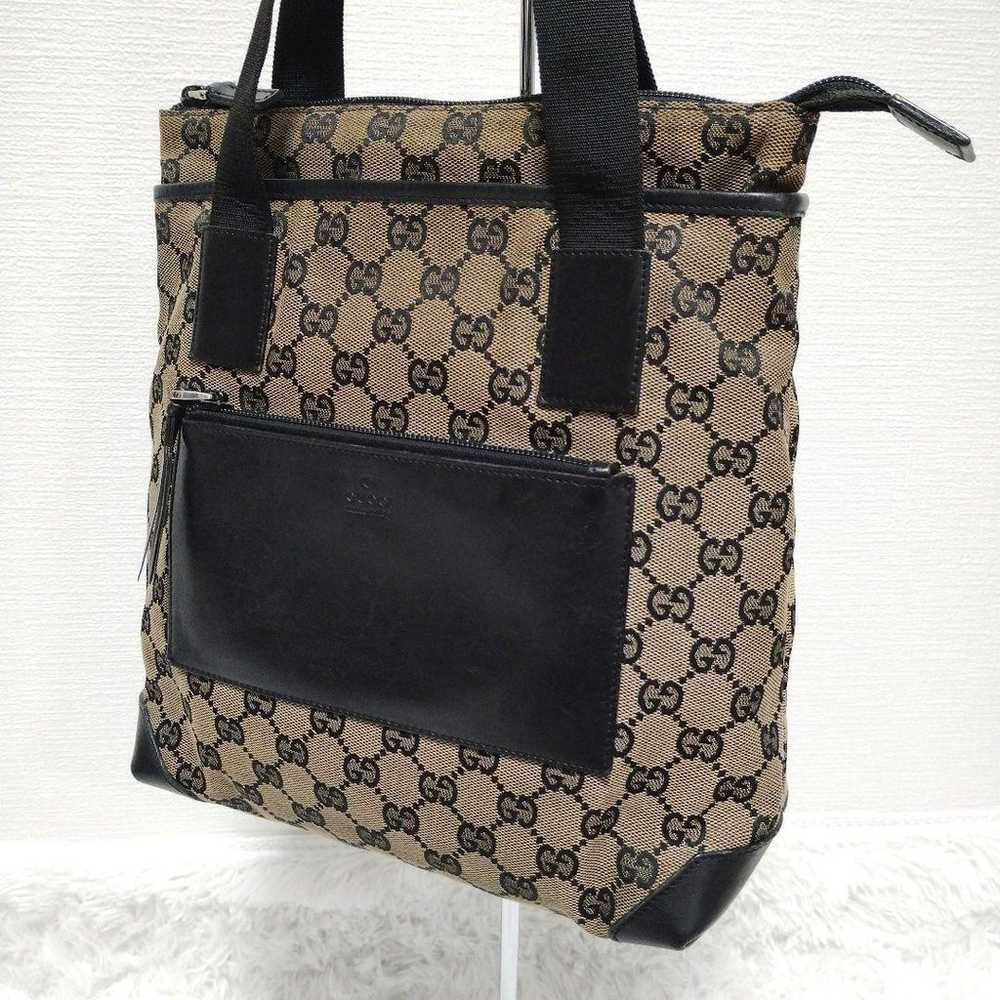 Gucci tote bag hand GG canvas black leather. - image 1