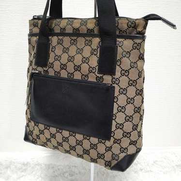 Gucci tote bag hand GG canvas black leather. - image 1