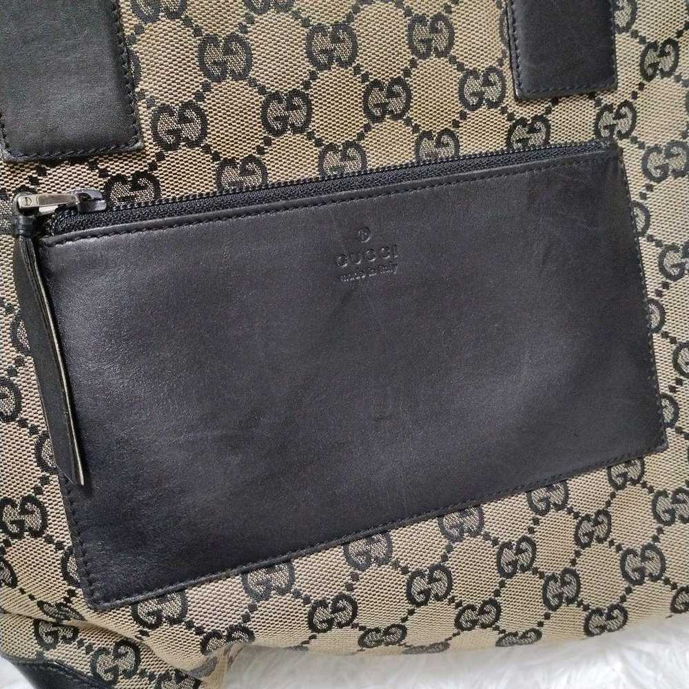 Gucci tote bag hand GG canvas black leather. - image 3