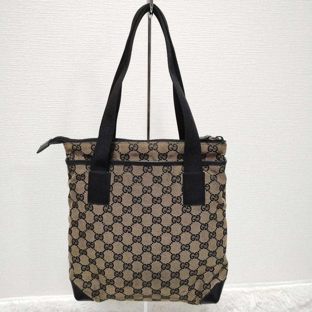 Gucci tote bag hand GG canvas black leather. - image 4