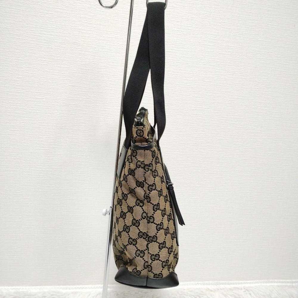 Gucci tote bag hand GG canvas black leather. - image 5