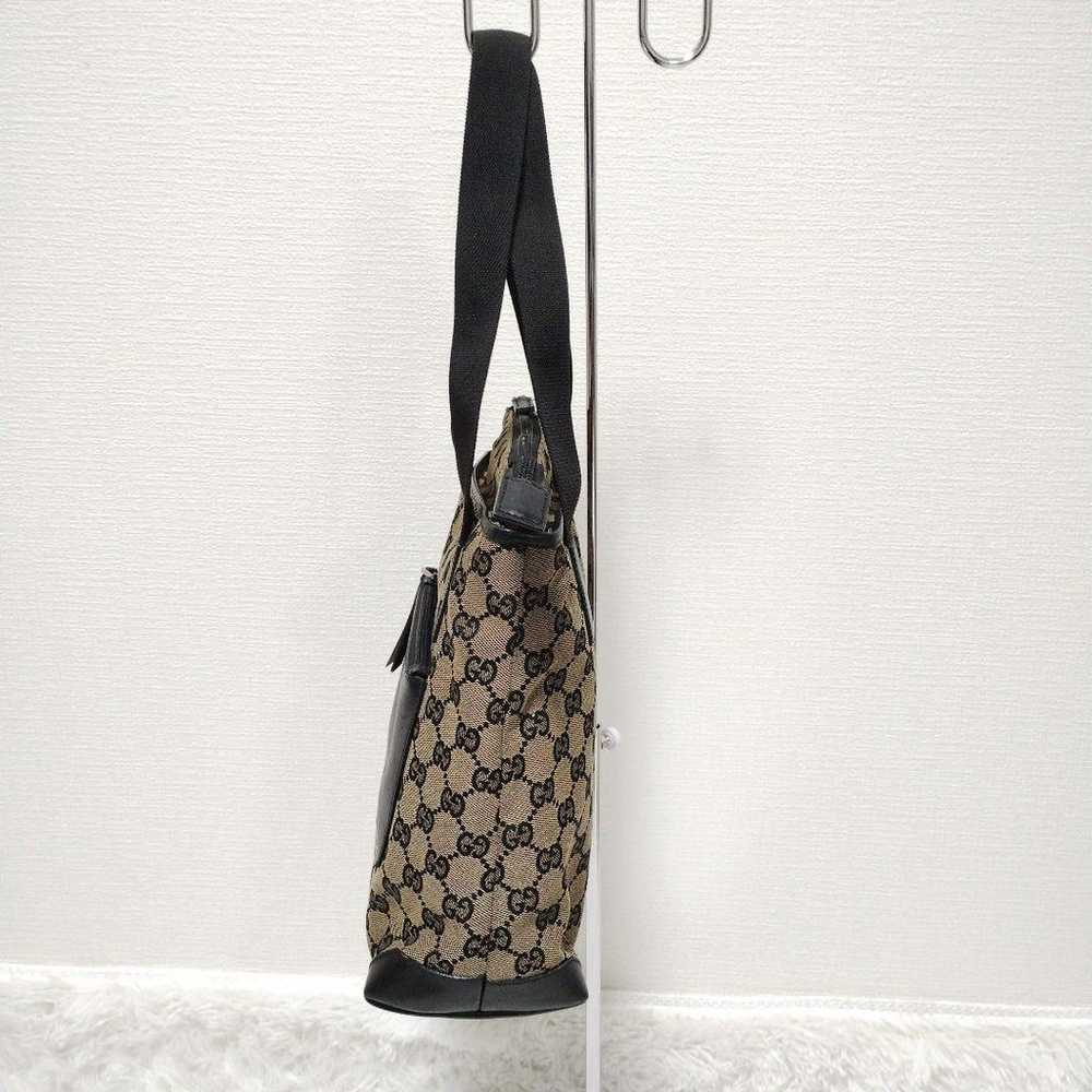 Gucci tote bag hand GG canvas black leather. - image 6