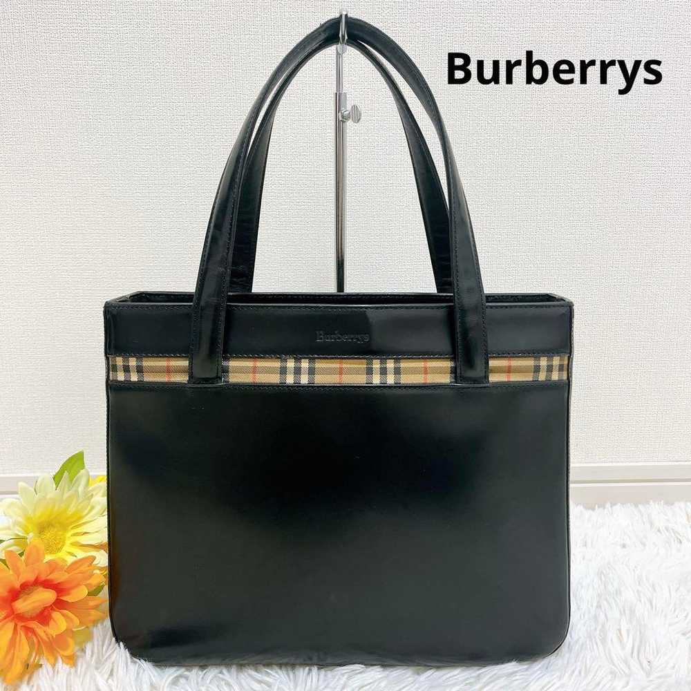 Burberrys tote bag handbag leather nova check wit… - image 1