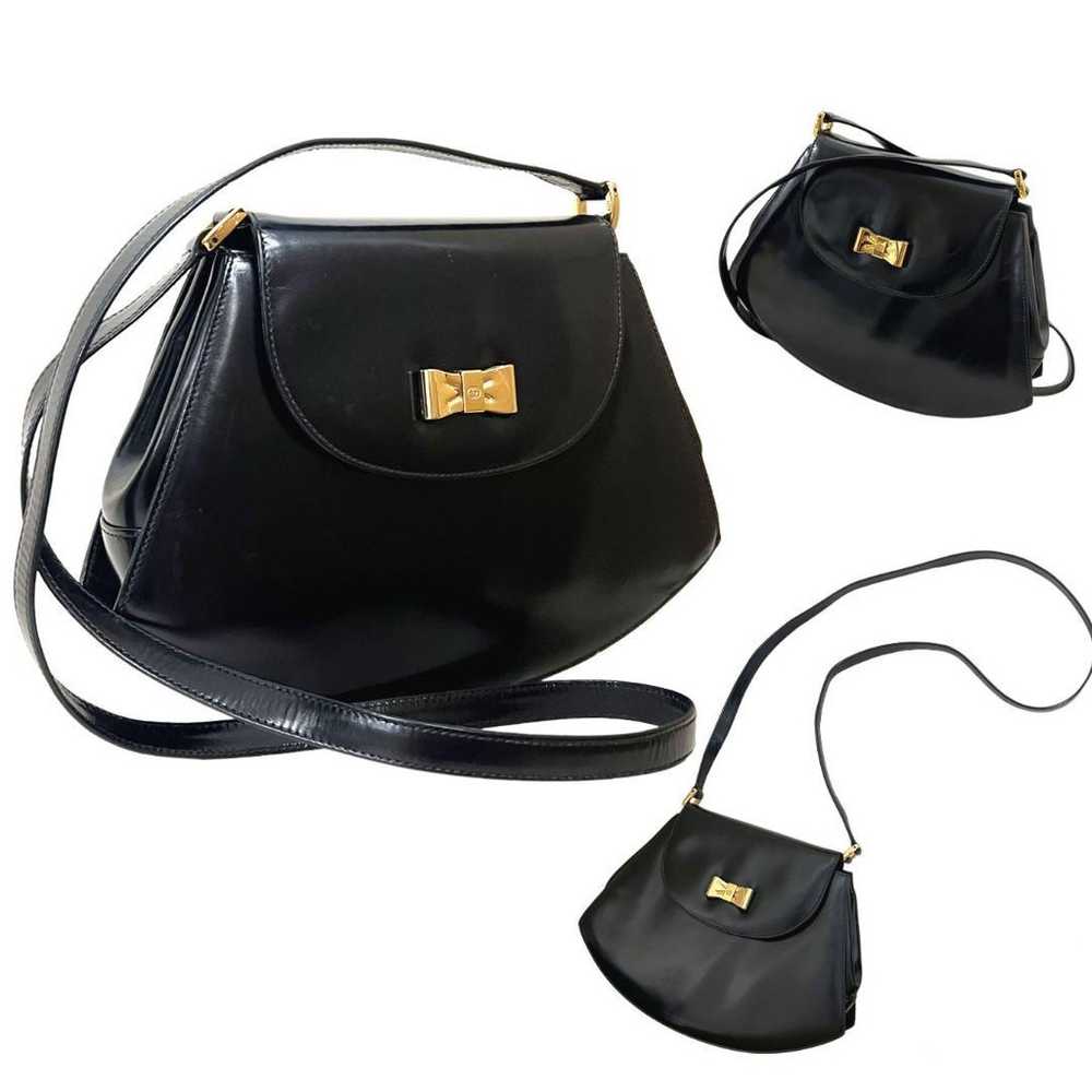 Gucci vintage ribbon leather shoulder bag with bl… - image 2