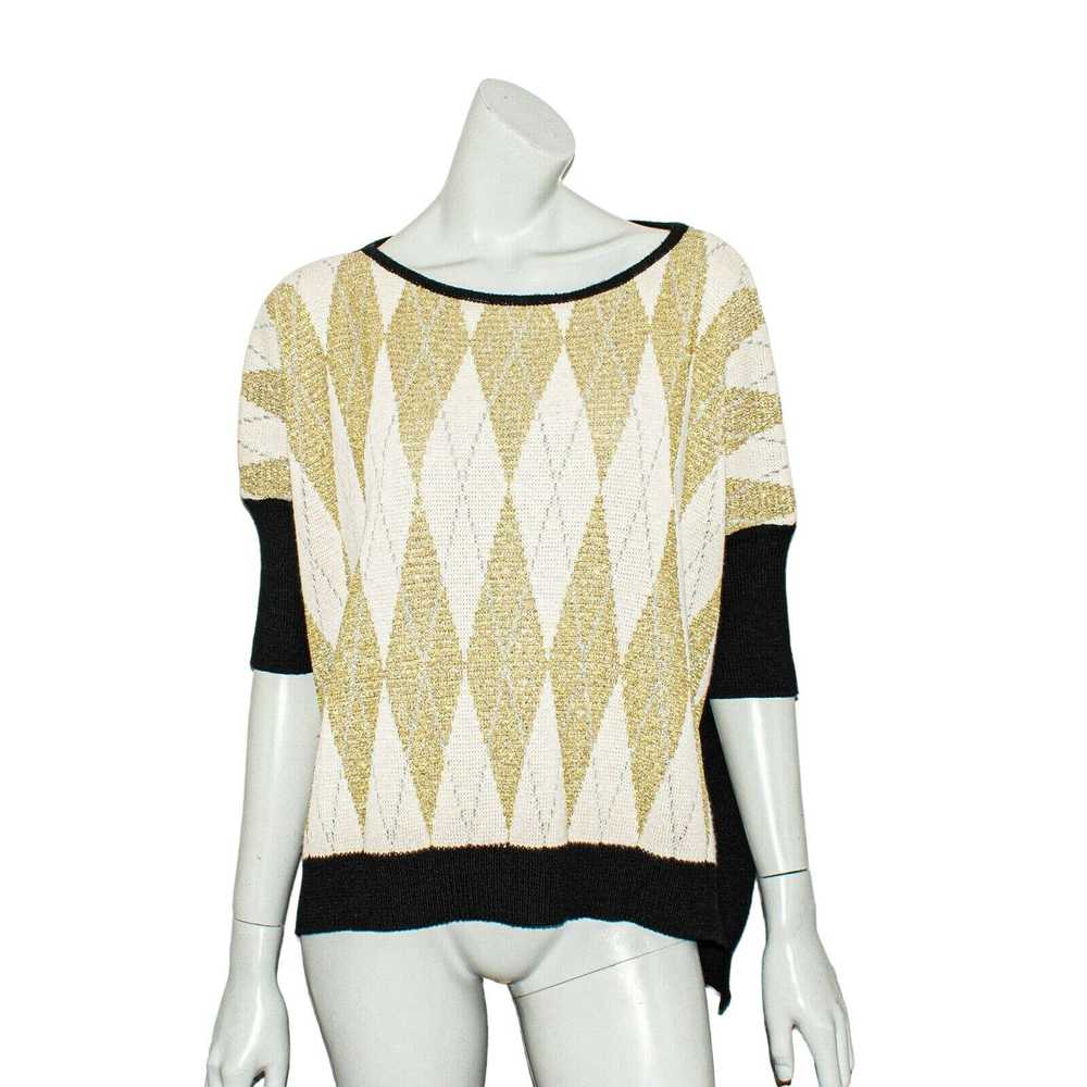 MSGM MSGM Metallic Gold Argyle Pullover Sweater W… - image 1