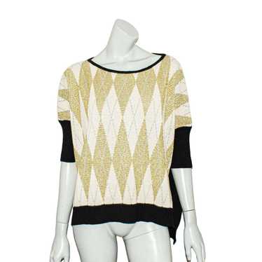 MSGM MSGM Metallic Gold Argyle Pullover Sweater W… - image 1