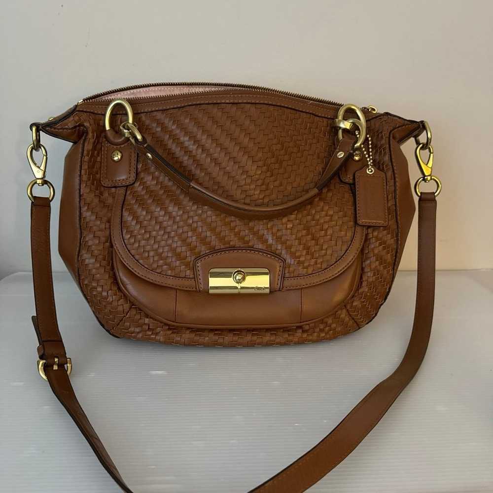 Coach Kristen Brown Woven Leather F23048 Shoulder… - image 2