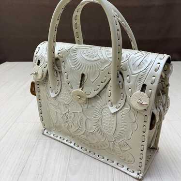 Grace Continental Carving Bag Handbag Ecru - image 1