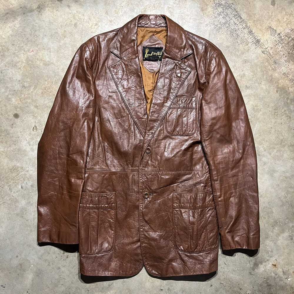 Leather × Leather Jacket × Vintage Vintage 70s Im… - image 1