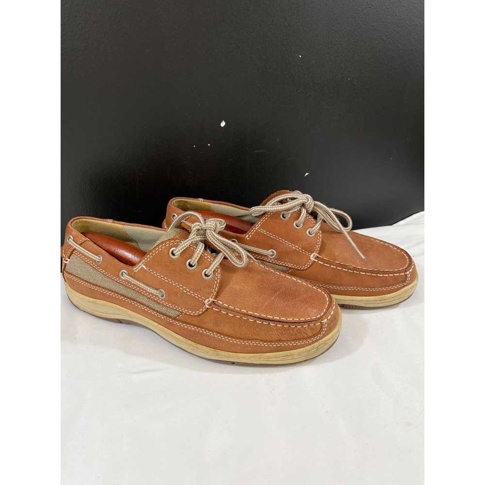 Chaps Chaps Men's Tan Leather Boat Shoes/Lace Up … - image 1