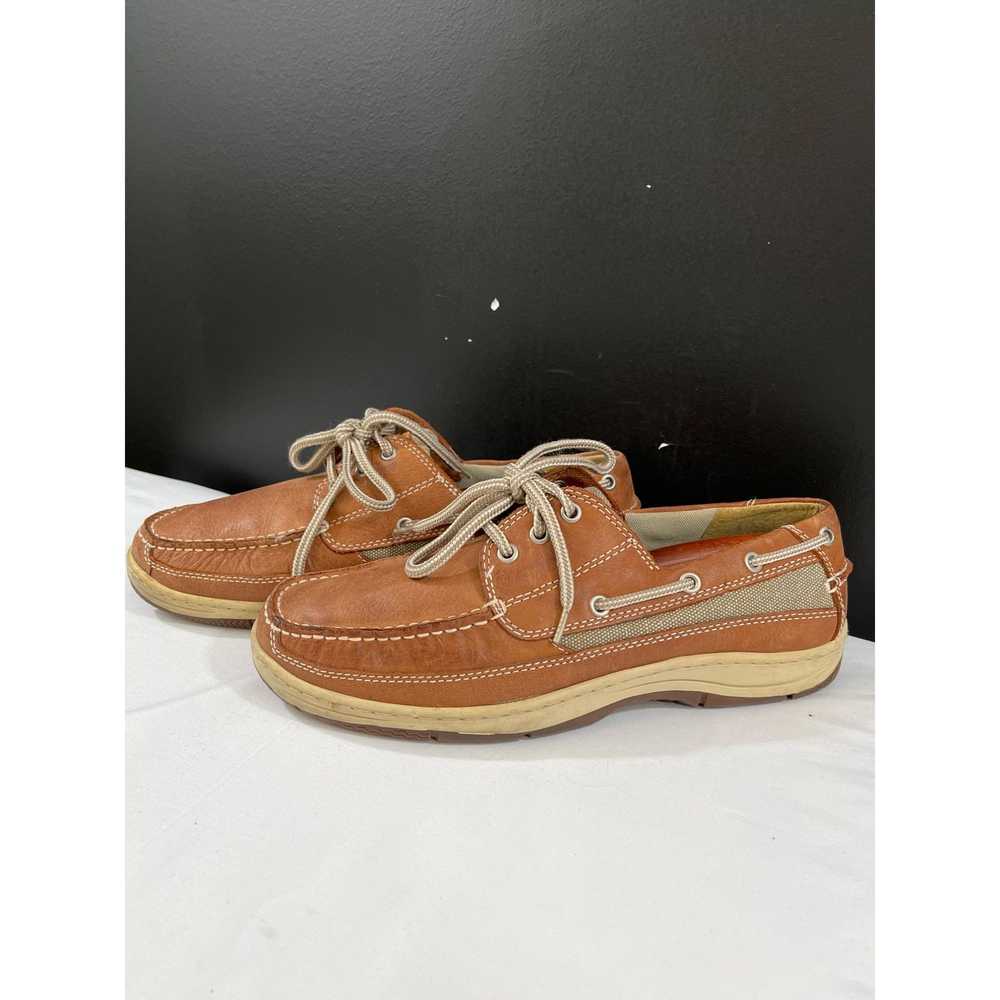 Chaps Chaps Men's Tan Leather Boat Shoes/Lace Up … - image 5