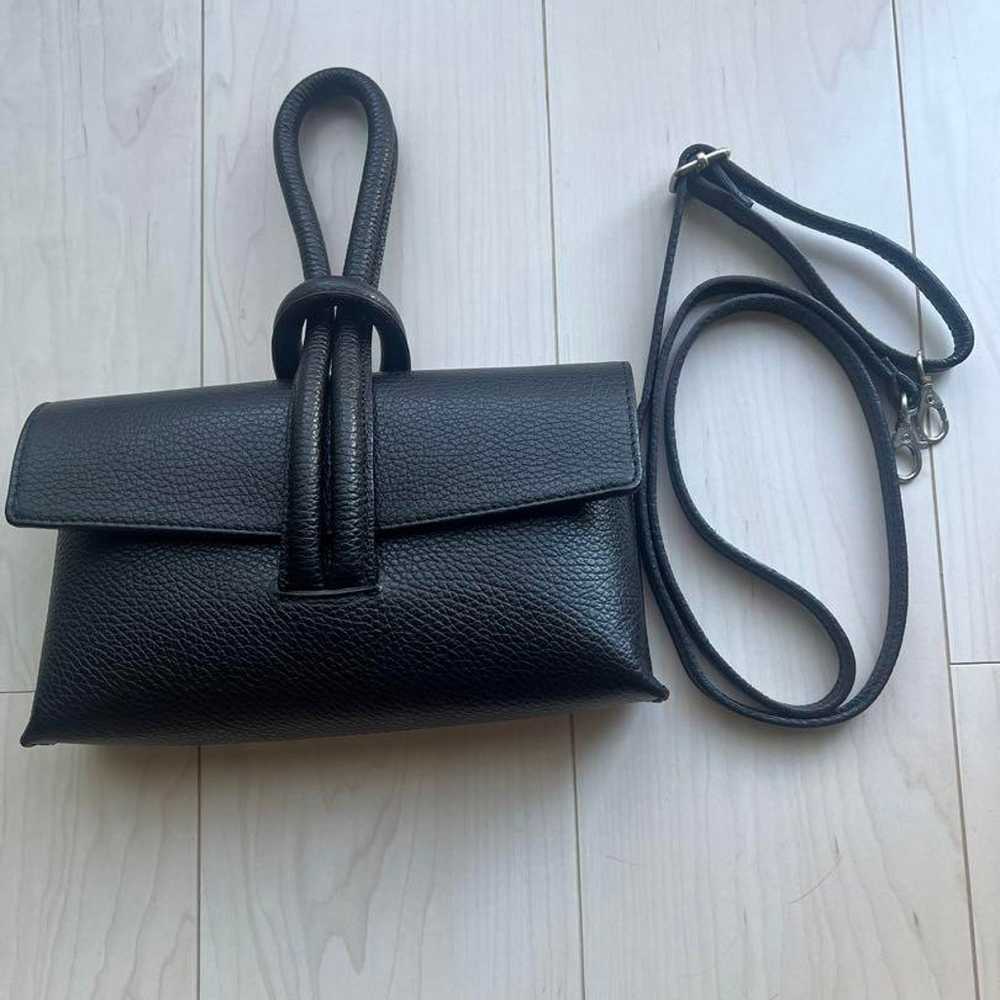 GENUINE LEATHER Black Leather Shoulder Bag - image 4