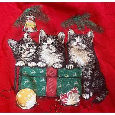 Unbrnd VTG Cat Christmas Sweatshirt Women’s 2XL D… - image 1