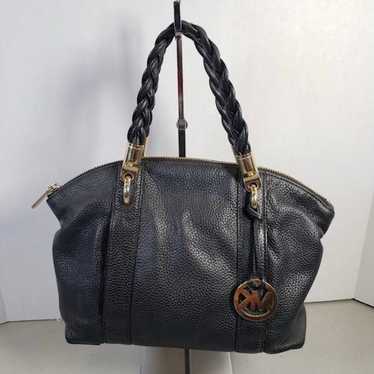 Michael Kors purse black leather braided handle