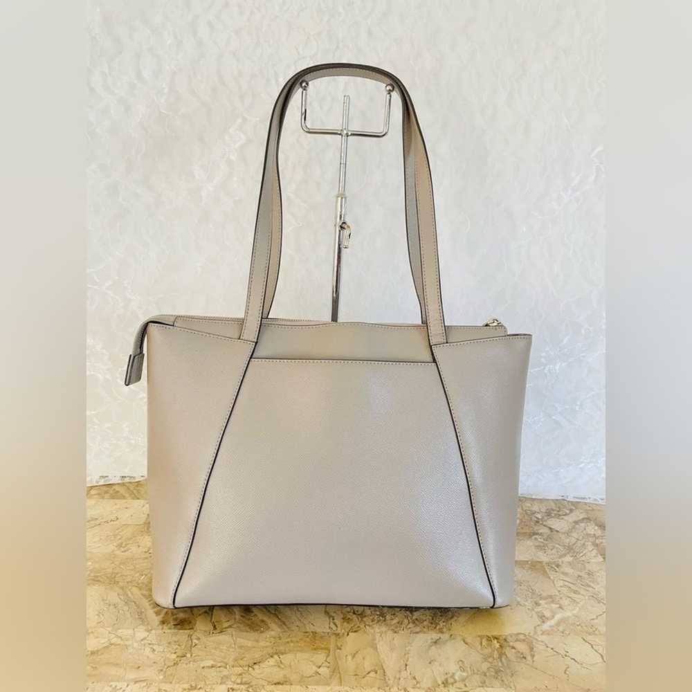 MICHAEL KORS gray crossgrain/saffiano leather tot… - image 2