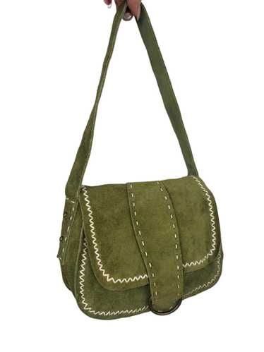 vintage suede studded shoulder bag