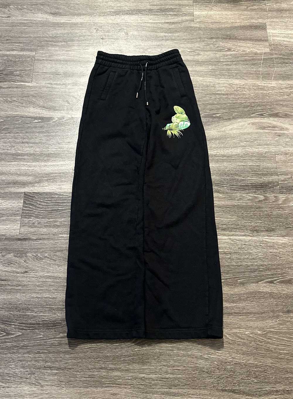 Off-White Off White Leaf Print Wide Leg Sweatpants - image 1