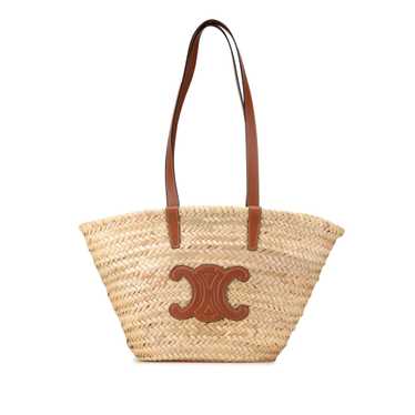 Brown Celine Teen Triomphe Raffia Panier Tote Satc