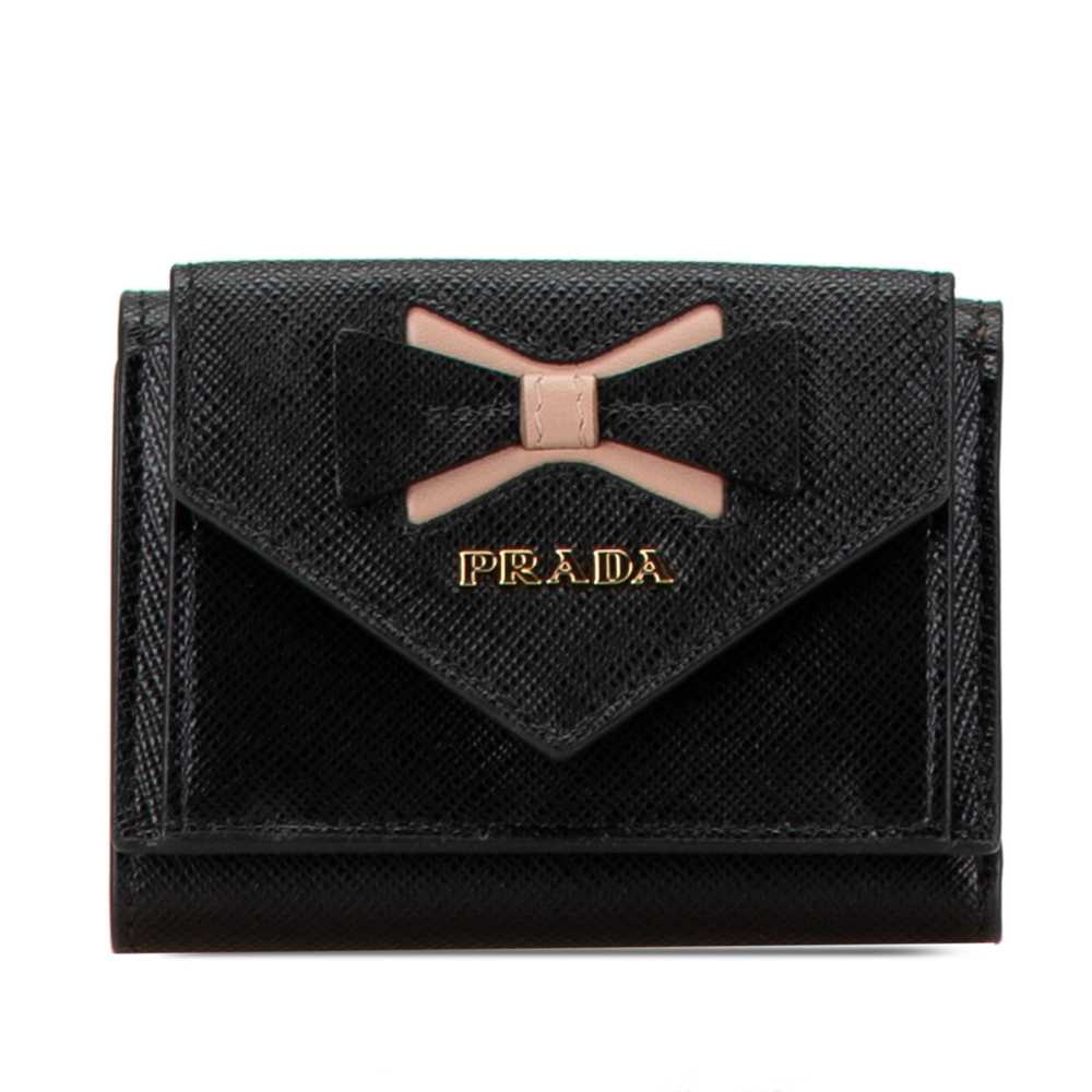 Black Prada Saffiano Fiocco Compact Wallet - image 1