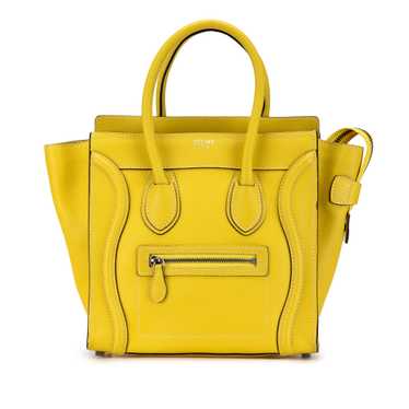 Yellow Celine Micro Luggage Tote Leather Handbag