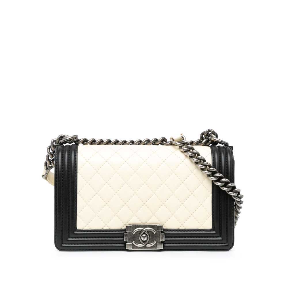 White Chanel Medium Bicolor Lambskin Boy Flap Cro… - image 1