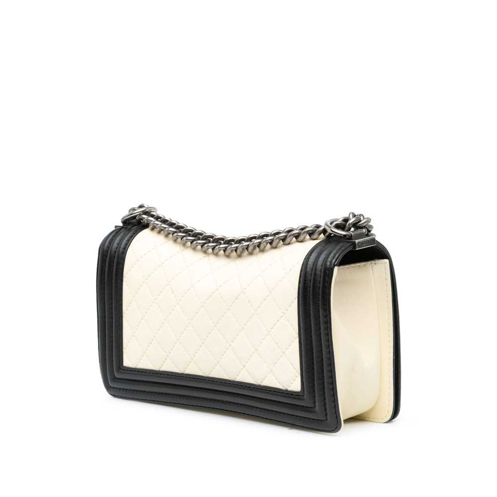 White Chanel Medium Bicolor Lambskin Boy Flap Cro… - image 2