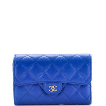 CHANEL Trifold Classic Flap Wallet Quilted Caviar 